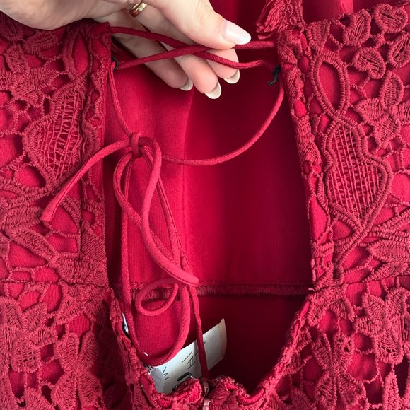 Red Lace Two Sisters Mermaid Dress - Picture 5 of 9